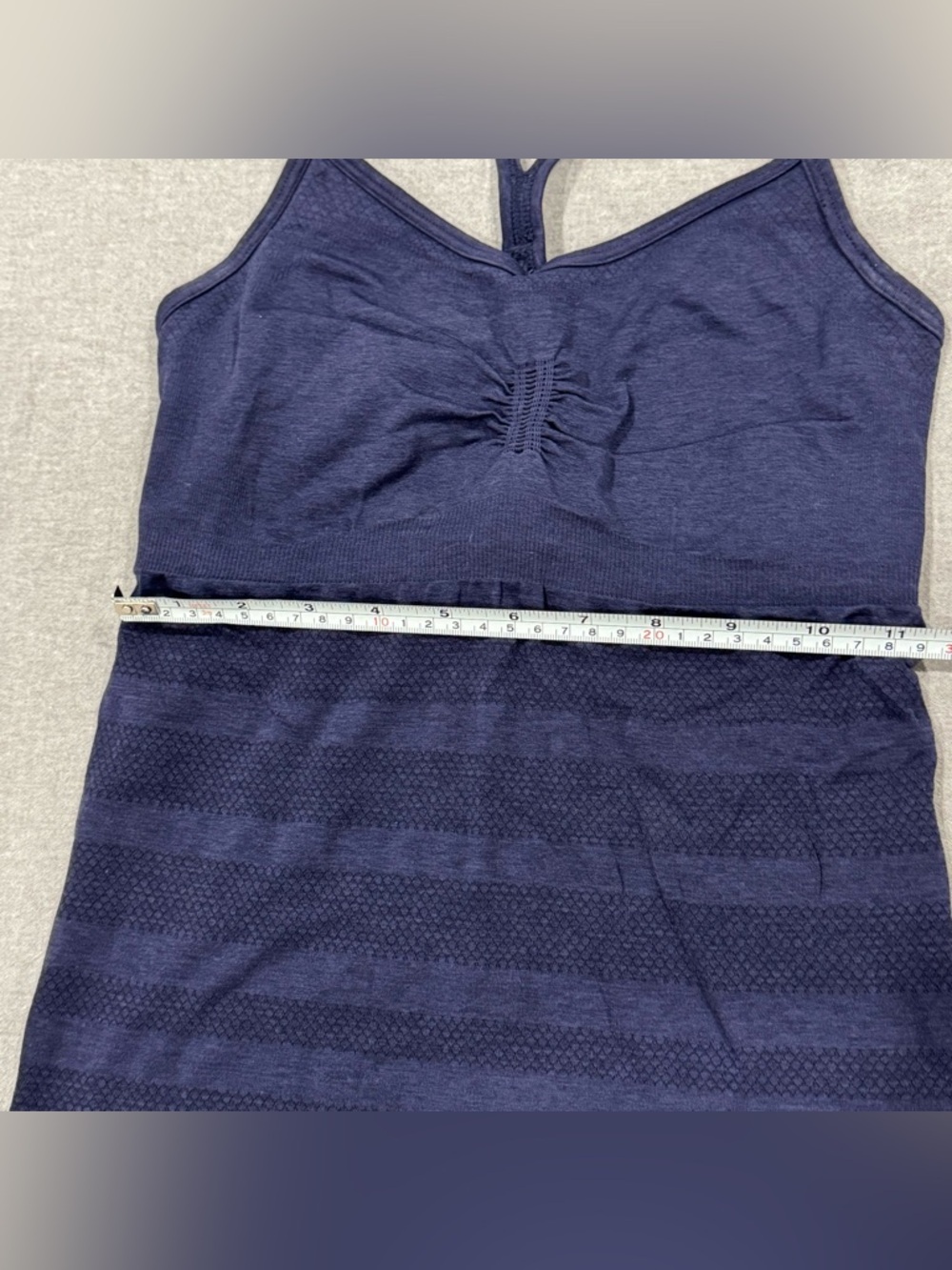 Lululemon Navy Strappy Knit shelf bra tank with Textured Stripes - Picture 4 of 10